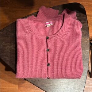 J. Crew Pink Ribbed Knit Cardigan Sweater